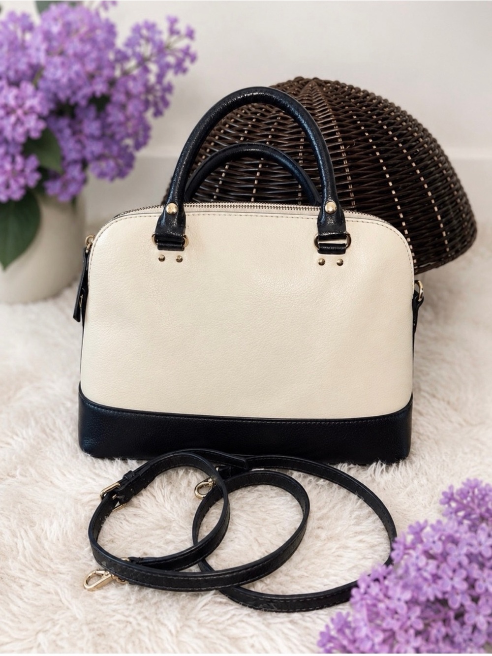 Kate Spade Cream Black Wellesley Rachelle Satchel - Picture 15 of 15